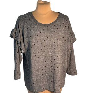 Current/Elliott Heather Grey Ruffle Sweatshirt with Mini Polka Dot Stars Size 2